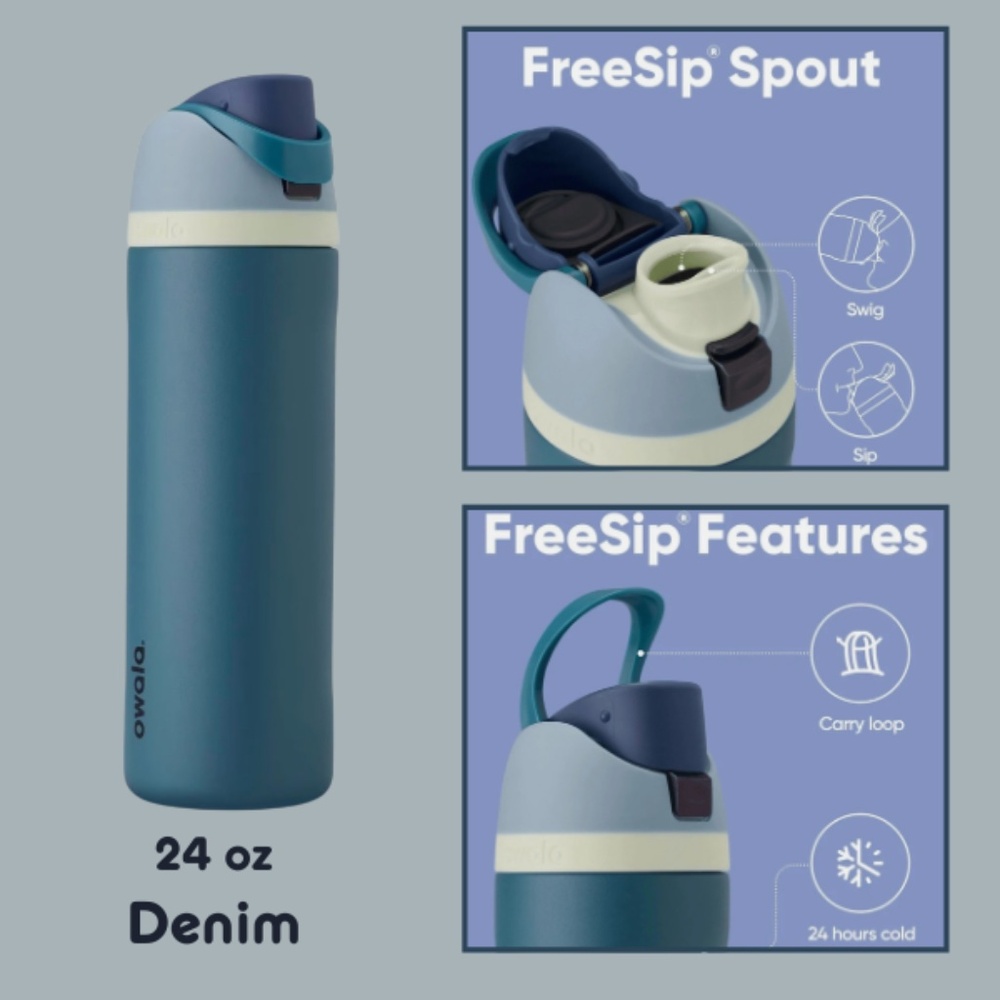 Authentic 24oz Freesip Owala-Denim